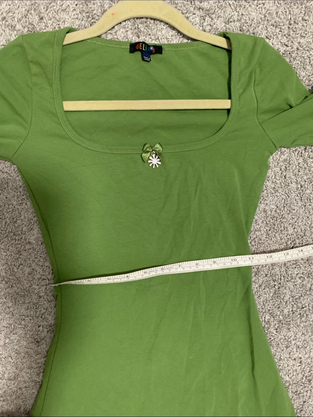 Delias Green Square Neck Long Sleeve Mini Dress - Picture 8 of 9